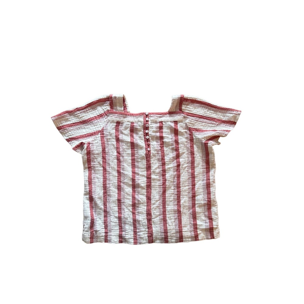 Madewell Cream and Red Striped Square-Neck Short Sleeve Top - Picture 4 of 5